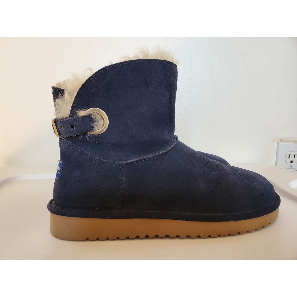 Koolaburra by UGG Victoria Short Navy Blue Suede Fur Lined Boots Women 8